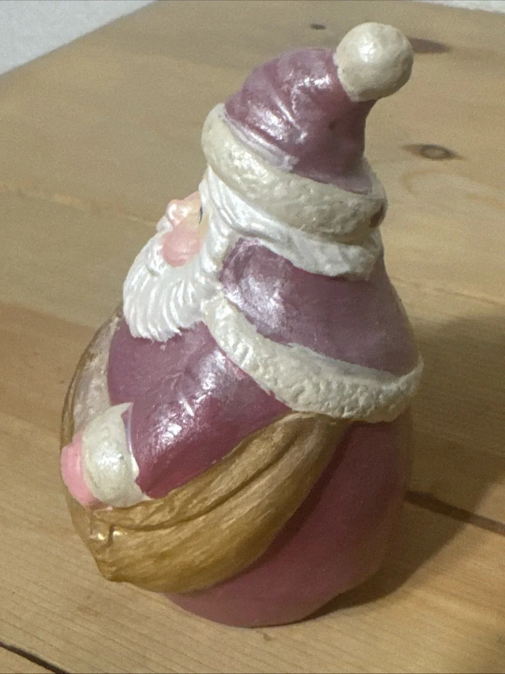 Vintage Jim Shore 1990 Roly Poly Santa Claus Figurine Pink Red Gold Bag Rare